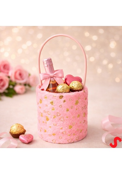 Susle Baby Hortum Saplı Kalpli Pembe Pelüş Kutu Orta Boy - 14 Cm
