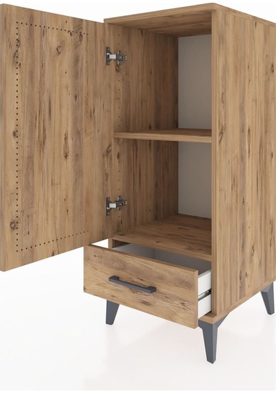 Hyperion Komodin Tek Raflı Tek Çekmeceli Tek Kapaklı 44x44x106 Çam-çam Atlas Çam