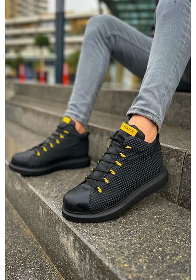 Saklımoda Ch111 Gst Milano Erkek Bot Sıyah - Sarı Çok Renkli