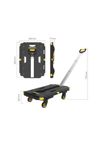 Stanley Pc532 137kg 62x45cm Dört Tekerli Çekme Kollu Yük Ve Paket Taşıma Arabası