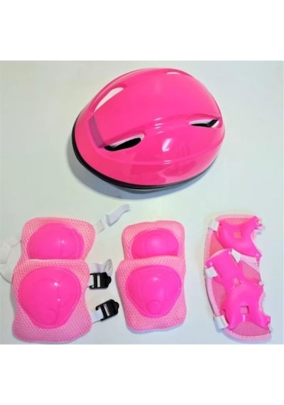 Tr Pembe Bisiklet Scooter Koruyucu Ekipman Çocuklar Için Dirseklik Dizlik Kask Set Çok Renkli