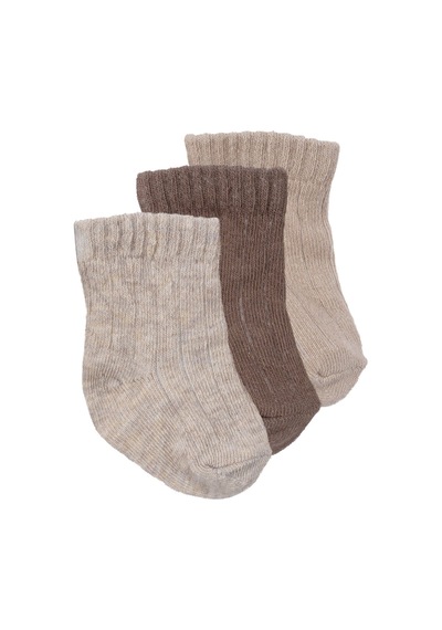 Bebegen Unisex Bej Kahve 3'lü Çorap 0-6 Ay Çok Renkli
