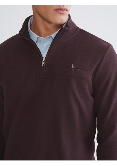 LC Waikiki Lc Waıkıkı Mürdüm Fermuarlı Dik Yaka Erkek Sweatshirt