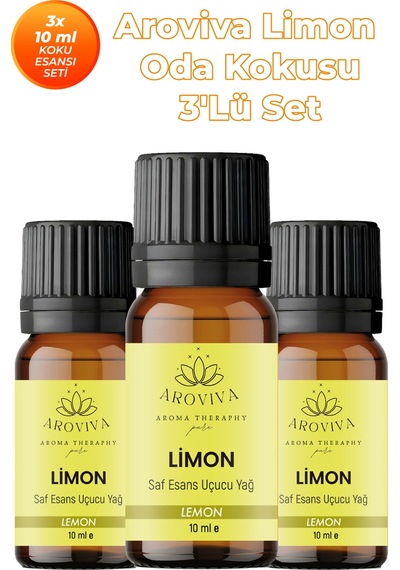 Limon Oda Kokusu 3'lü Set- Doğal Esansiyel Uçucu Yağ, Difüzör Esansı, Buhurdanlık Yağı Karışık
