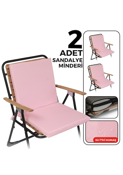 Xpermate 2'li Arkalıklı Sandalye Minderi Fermuarlı 40x40 Pembe