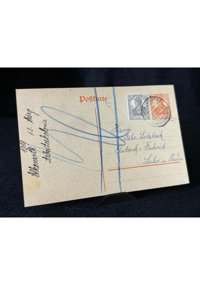 Antiye 1919 Yılından Almanya Germania Pullu 2 1/2 Pfennig Ve Germania 7 1/2 Pfennig Kendinden Pullu Postakartı