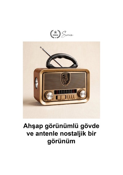 Nostaljikradyo Solar Panelli Retro Fm Radyo Bluetooth Hoparlör Şarjlı Led Fenerli Usb Tf Kart Mp3 Ç