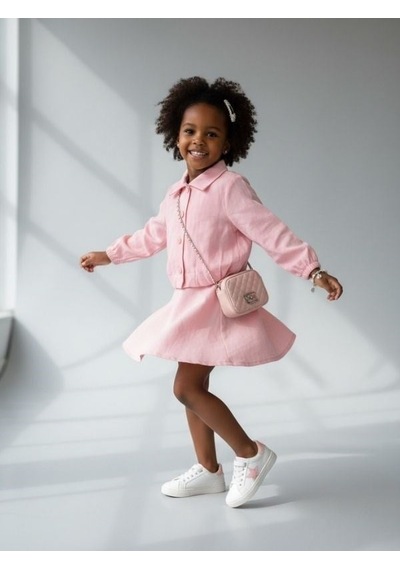 Zekids Kız Çocuk Tasarım Ceket-17171 Pembe