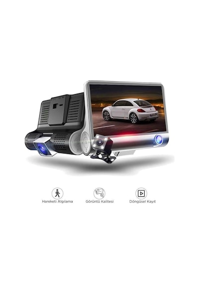 Torima Ta-02 Araç İçi Kamerası Dvr Lcd Ekranlı Gece Görüşlü 3 Kameralı G-sensör 1080p