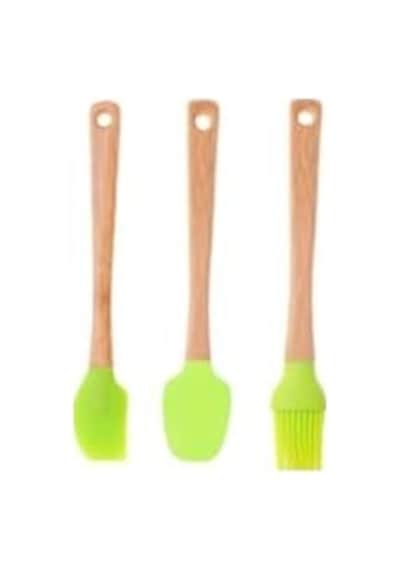 Qullex 3&apos Lü Spatula Seti,ahşap Saplı Silikon Spatula Seti 0