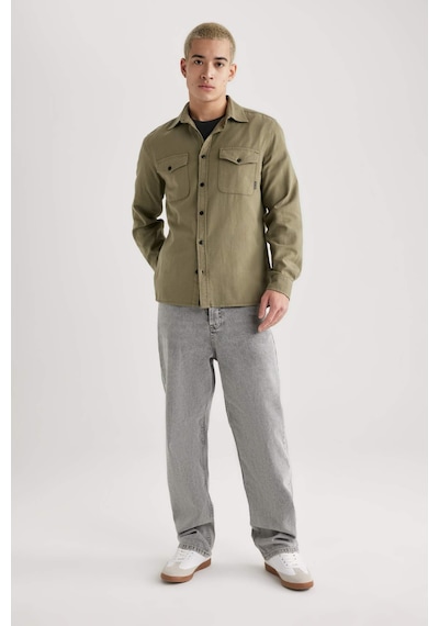 DeFacto Regular Fit Polo Yaka Basic Düz Pamuklu Uzun Kollu Gömlek B2654AX23AUKH470 DeFacto Regular Fit Polo Yaka Basic Düz Pamuklu Uzun Kollu Gömlek B2654AX23AUKH470