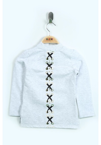 Toontoy Kız Çocuk Sweatshirt Fixed Varak Baskılı Gri Melanj