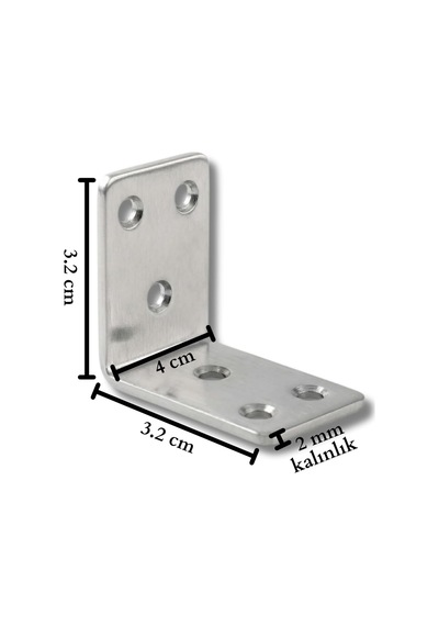 L Köşebent Mobilya Duvara Sabitleme Aparatı, 45x45x30 Mm, 2 Mm Kalınlık, Vidalı, 10 Adet Gri