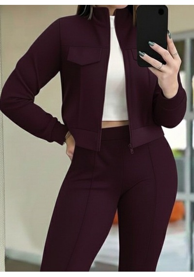 Efnaz Style Kadın Uzun Kollu Önden Fermuarlı Kısa Modal Mor Ceket Ve Pantolon Ikili Takım Bordo Efnaz Style Kadın Uzun Kollu Önden Fermuarlı Kısa Modal Mor Ceket Ve Pantolon Ikili Takım Bordo