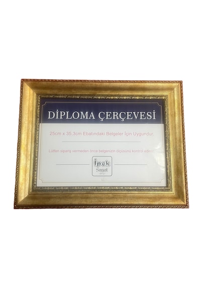 Diploma Çerçevesi Gold Renk - Hakiki Camlı Ürün - 25x35,2 Boyutta