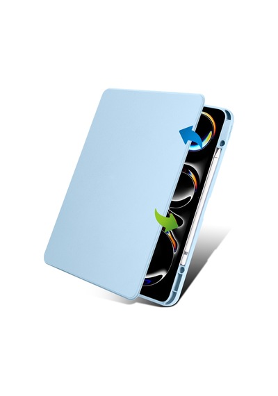 Apple Uyumlu iPad Pro 12.9 3./4./5./6. Nesil Kılıf Termik Kalem Bölmeli Dönebilen Standlı Kılıf 2018-2022