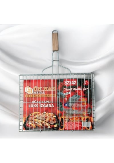 Mangal Aksesuar Seti 3 Parça,ahşap Saplı Tel Izgara 32x42cm -kömür Köz Maşası -mangal Piknik Yelpaze