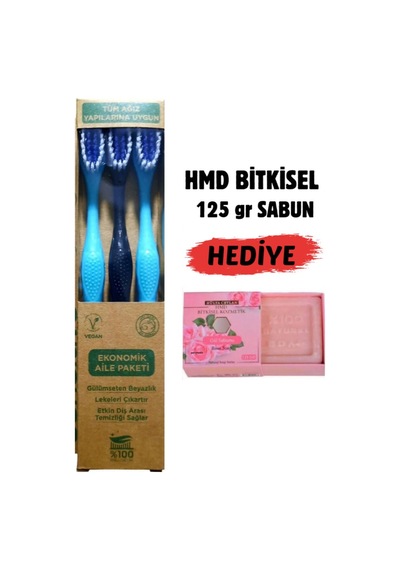 Herbadent Orta Sert Diş Fırçası 3lü + Gül Sabunu 125 G