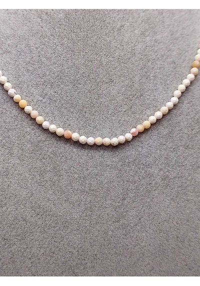 Beyaz Opal Taşı 3mm Kolye (Sabit Klipsli) Altın