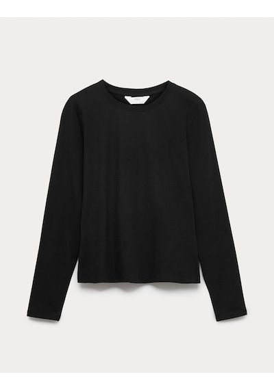 Marks & Spencer Pamuklu Uzun Kollu Pijama Üstü T37003690T Siyah
