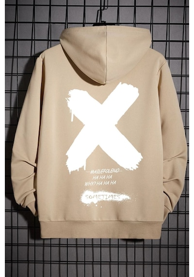 Uyguntarz Unisex Sometimes X Baskılı Sweatshirt Bej