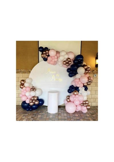 Krom Gold Pastel Gece Mavisi Makaron Pembe Ve Beyaz Balon Zinciri 100 Adet Mix