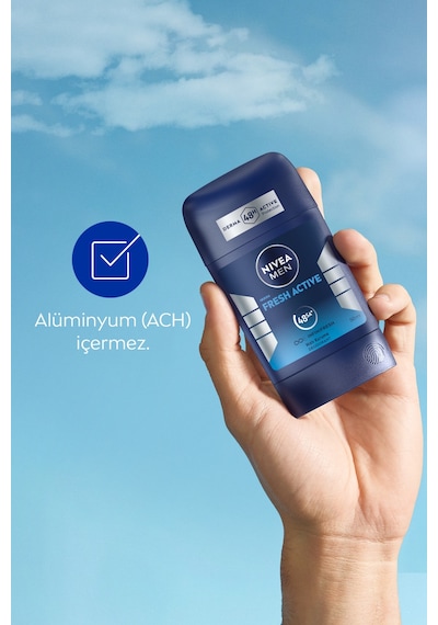 Men Erkek Stick Deodorant Fresh Active 50ml, Ter Kokusuna Karşı 48 Saat Koruma, Alüminyum İçermez