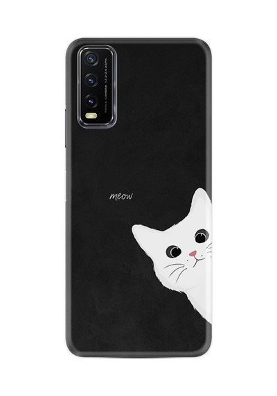 Vivo Y12s Kılıf Resimli Desenli Silikon Platinium Series Çılgın Kedi 1895