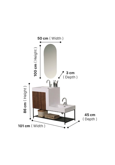 Kobos Up-down 100 Cm Banyo Dolabı Seti New Dark Walnut Ahşap - Beyaz Kobos Up-down 100 Cm Banyo Dolabı Seti New Dark Walnut Ahşap - Beyaz
