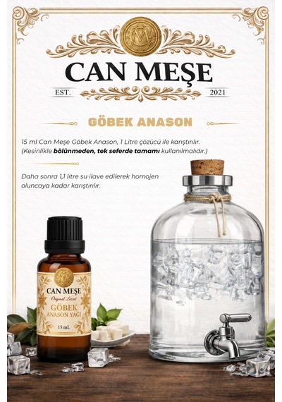 Göbek Anason Yağı 15ml - Hazır Karışım - Can Meşe - Orijinal Lezzet - 1 Litre İçin Uyumlu
