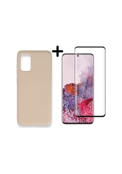 Samsung Galaxy Uyumlu S20 Plus Lansman Içi Kadife Telefon Kılıfı Ve Tam Kaplar Polymer Nano Ekran Koruyucu Col179208-bej