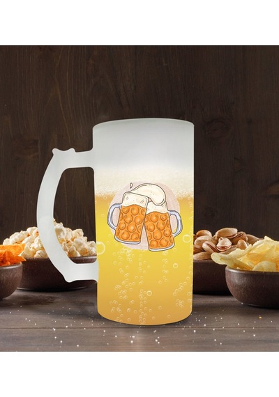 Bk Gift Bira Tasarımlı Buzlu Cam Bira Bardağı 50cl-1