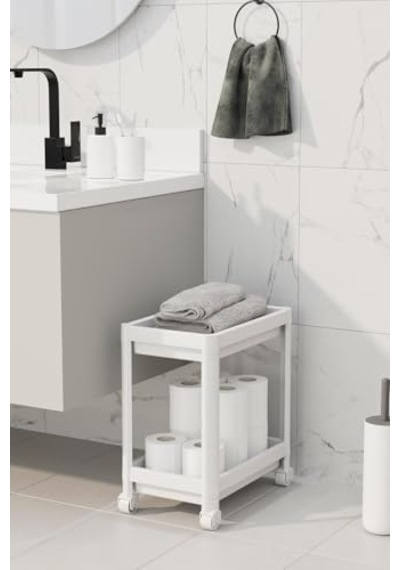 Ayrex 2 Katlı Tekerlekli Düzenleyici Raf Mutfak Tezgah & Evye Altı Dolap İçi Organizer, Banyo Deterjanlık Ve Şamp