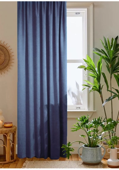 Home Color Home Indigo Petek Kadife Dokulu Fon Perde 140x260 Düz Dikişli Ekstrafor Büzgü İndigo Mavisi