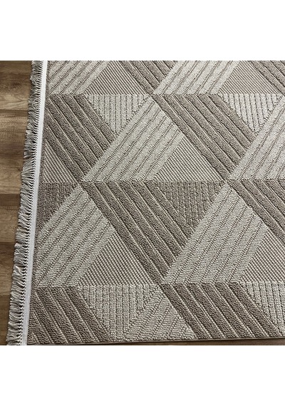 Hoom Rugs Vega S5505a Vizon Bej Hav Toz Vermez Hasır Dokuma Modern Makina Halısı Vizon Bej