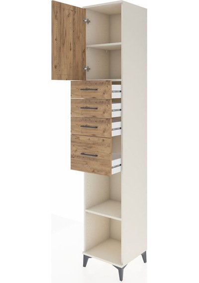 Hyperion Dolap 3 Raflı 4 Çekmeceli Tek Kapaklı 44x44x243 Aytaşı-çam Aytası