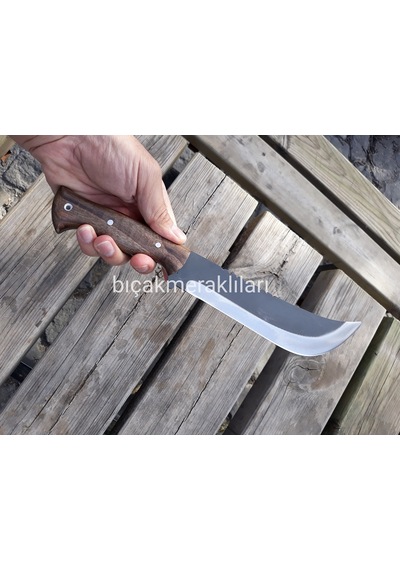 Büyük Av Kamp Bıçağı 34 CM 4mm 4116 Çelik Kahverengi - Gümüş