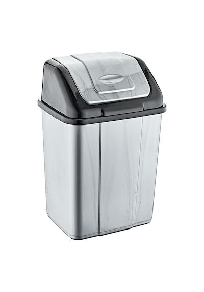 Plastik Mini Sallanır Kapak Klink İtmeli Çöp Kutusu Kovası / 5 Lt. / No : 1 / 14 x 19 x 27 Cm. Gri