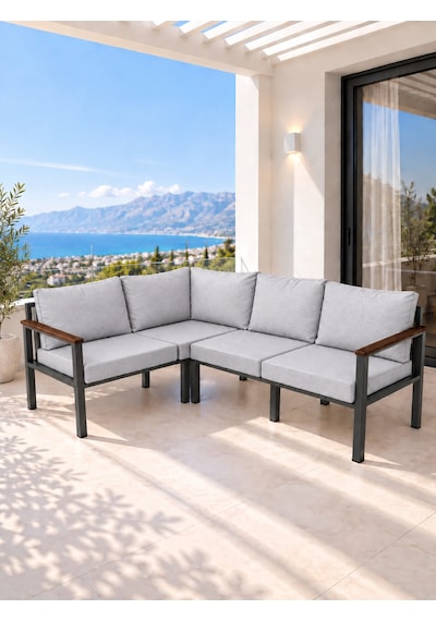 Neokas Balkon L Koltuk, 4 Kişilik Köşe Takımı, Bahçe Mobilyası, Balkon Mobilyası Beyaz Neokas Balkon L Koltuk, 4 Kişilik Köşe Takımı, Bahçe Mobilyası, Balkon Mobilyası Beyaz