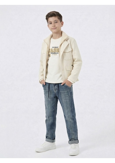 Xo Kids Erkek Çocuk 3lü Alt Üst Takım 11-14 Yaş 14205 Ekru - Mavi