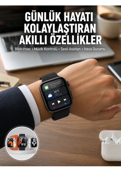 Mey İthalat Yeni Nesil Akıllı Saat Müzik Dinleme Bildirim Görme Sesli Asistan Desteği Yeni Nesil