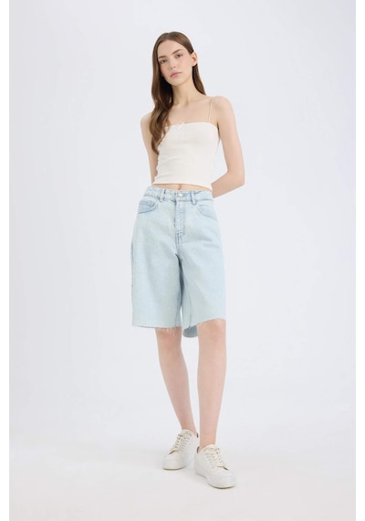 Defacto Normal Bel Jean Bermuda Şort E1149ax25spnm39 Mavi