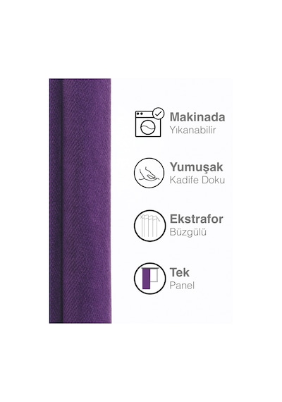 Kadife Dokulu Erik Moru Ada Fon Perde Ekstrafor Büzgülü Erik Moru