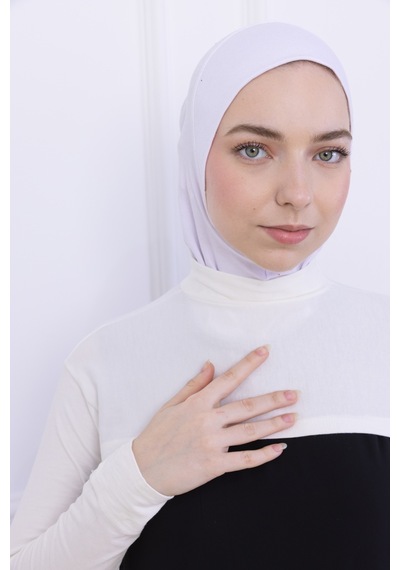 Loggia Balıkçı Yaka Boyunluklu Kolluk Ekru - Likralı Dik Yakalı Kadın Body Tesettür Crop Bolero Ekru