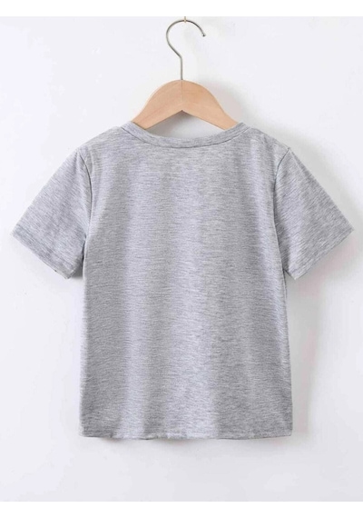 Noıssey Kod:vsk Gri-melanj Çocuk T-shirt Kids-içi-boş-büyük-dinazor-