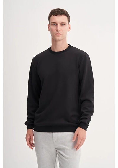 Cazador Premium Ince Desenli Jakar Viskon Karışımlı Regular Fit Sweatshirt Siyah 53520 Siyah Cazador Premium Ince Desenli Jakar Viskon Karışımlı Regular Fit Sweatshirt Siyah 53520 Siyah