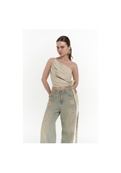 Mai Studios Co. Calista Bağlamalı Bej Crop Bej