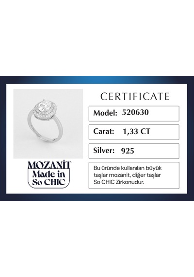 Mozanit Taşlı 18 Ayar Beyaz Altın Kaplama Gümüş Ayarlanabilir Yüzük Beyaz