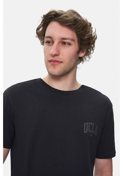 Ucla Tatum Siyah Bisiklet Yaka Baskılı Standard Fit Erkek Tshirt SIYAH