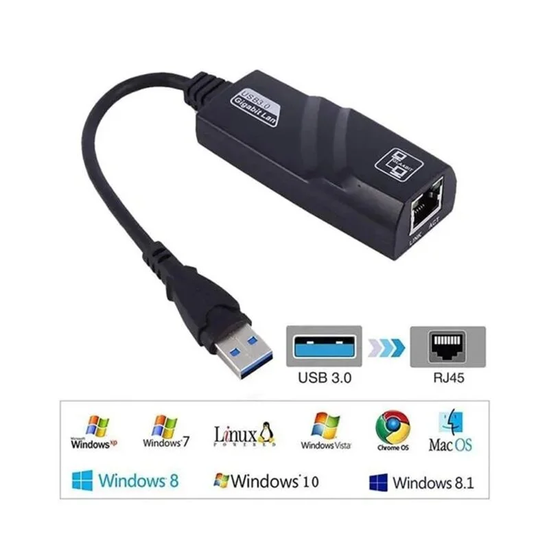 Gigabit Usb 3.0 Usb Ethernet Kablosuz Adaptör İşletim Sistemi Desteği Windows Xp, Vısta,7,8, Mac Os / Linux Tak Ve Çalıştır 001